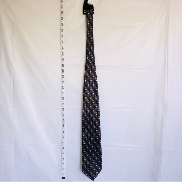 CLERICCI Mens Silk NECK TIE SQUARES %100 Authentic - Picture 8 of 8